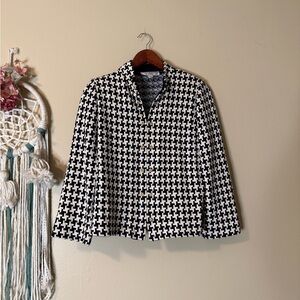 Rare Vintage St John Collection by Marie Gray Houndstooth Zip Jacket Size 14